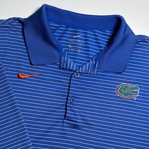 Florida Gators Nike Performance Dri-Fit Golf Polo Shirt Men's XXL Blue‎ Striped